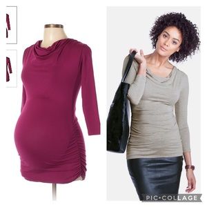 New Isabella Oliver Leiston Maternity Cowl Neck Nursing Essential Top 0 XS Berry